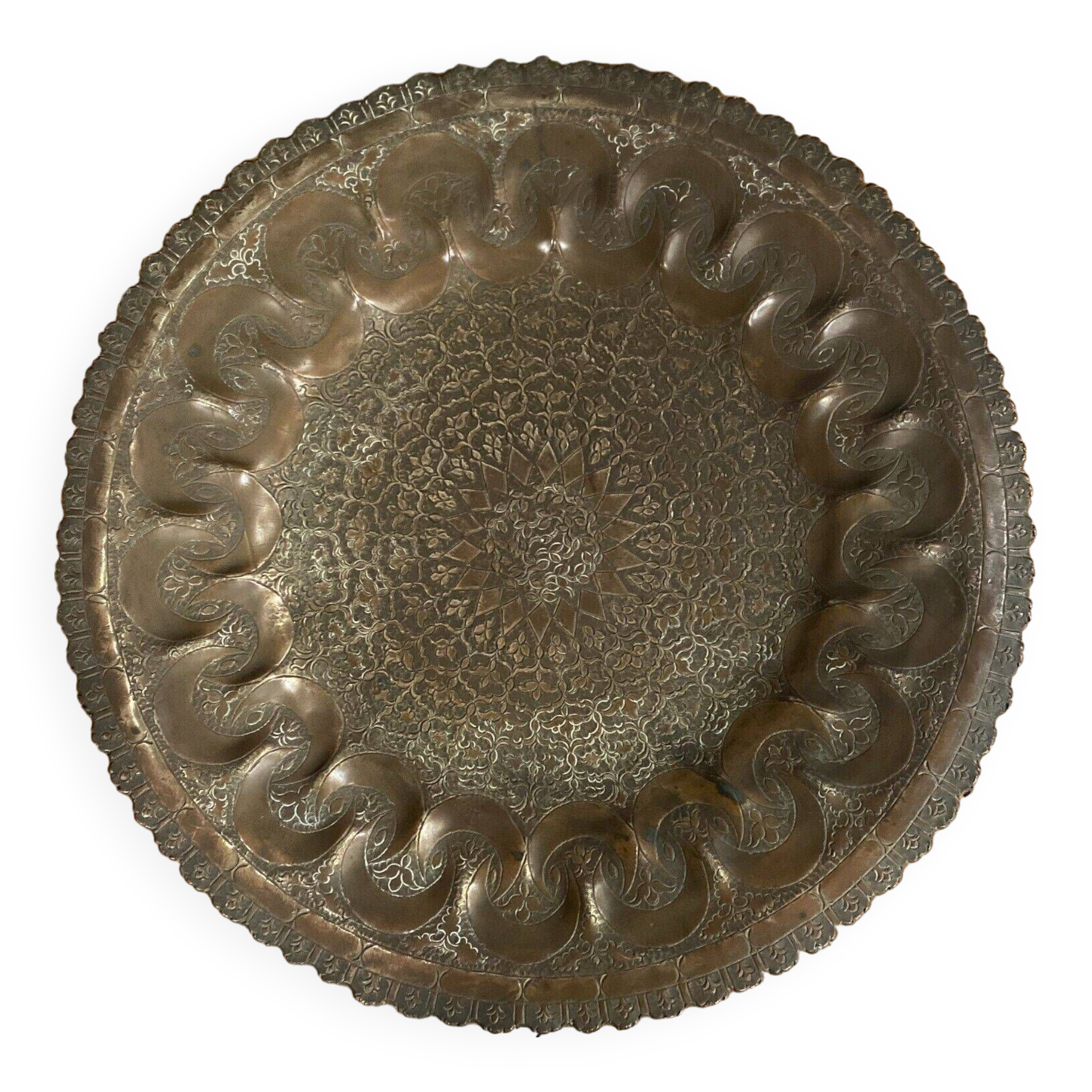 Oriental tea tray in copper or brass mid-20th century