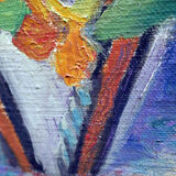 Nature table dead flower arrangement with vase triangular signed G.Grenthe years 30