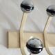 Wall-mounted coat rack with 10 vintage metal and chrome balls