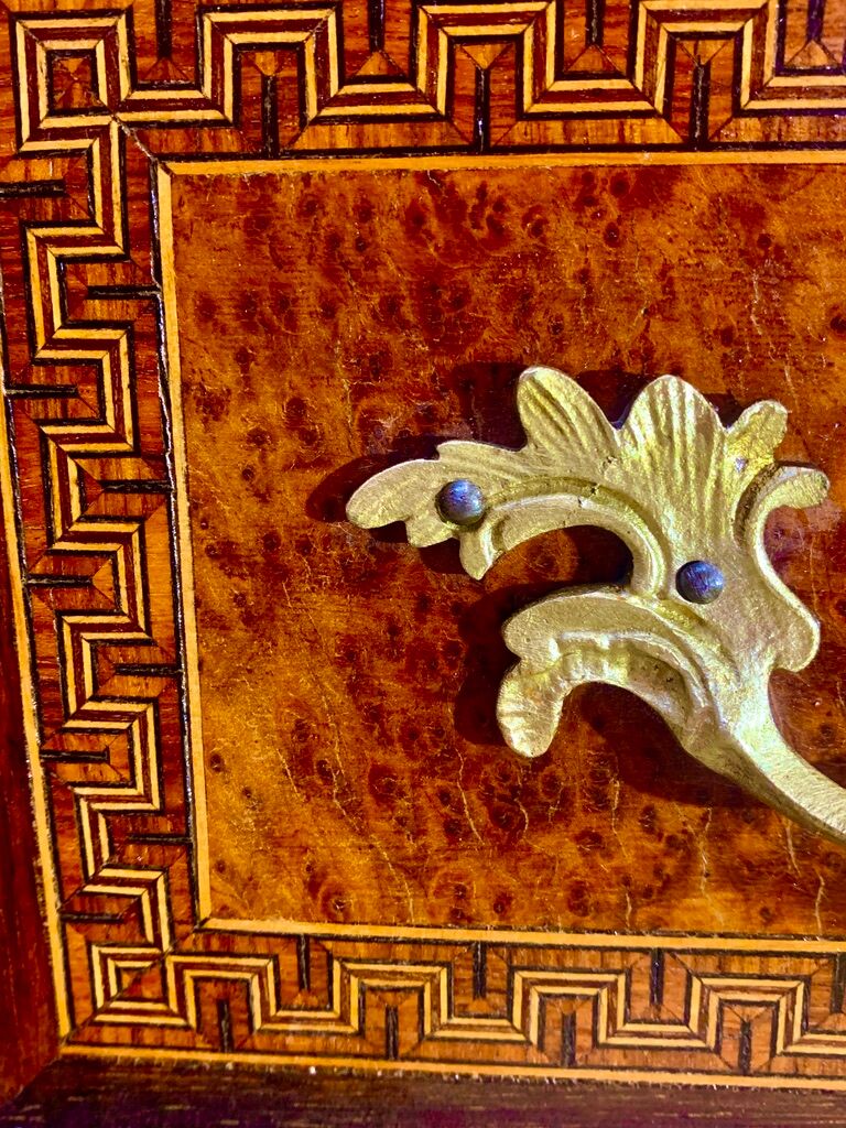 Secretary Napoleon in rosewood, violet wood and gilded bronzes.
