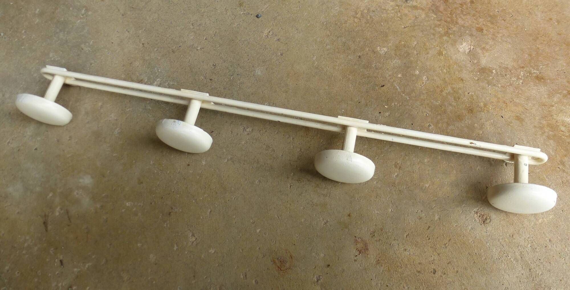 Coat rack with 4 metal hooks, vintage 1970