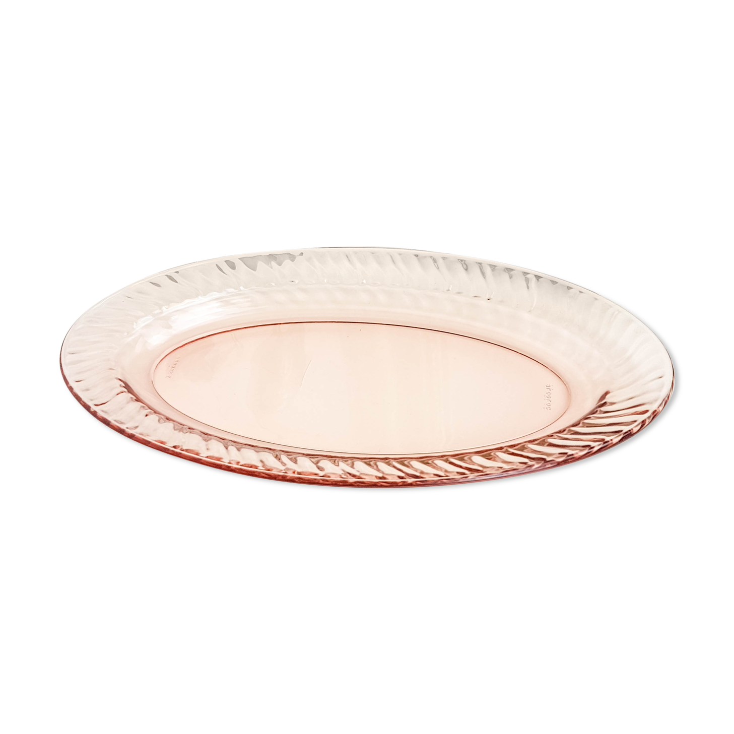 Oval dish in pink depression glass "Rosaline" Arcoroc by Luminarc