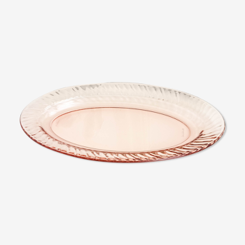 oval dish in pink depression glass "Rosaline" Arcoroc de Luminarc