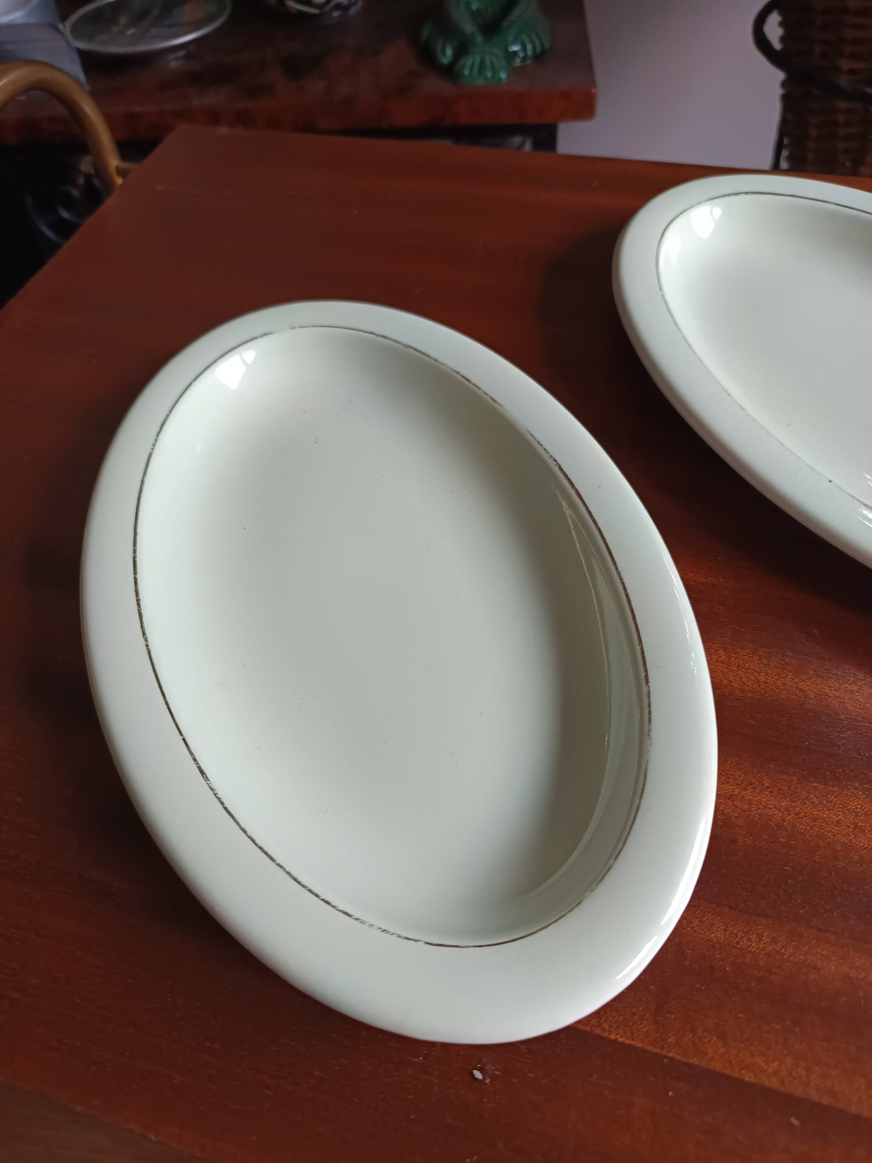 Vegetable dish with 2 platters and 2 small dishes, Salins earthenware, pale green Opaceline