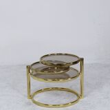 Mid century brass plated 3-tier swivel coffee table after Milo Baughman