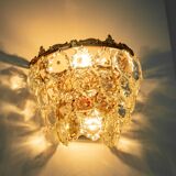 Bakalowits wall sconces, brass and crystal glass, Austria, 1960s