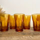 6 vintage amber glasses