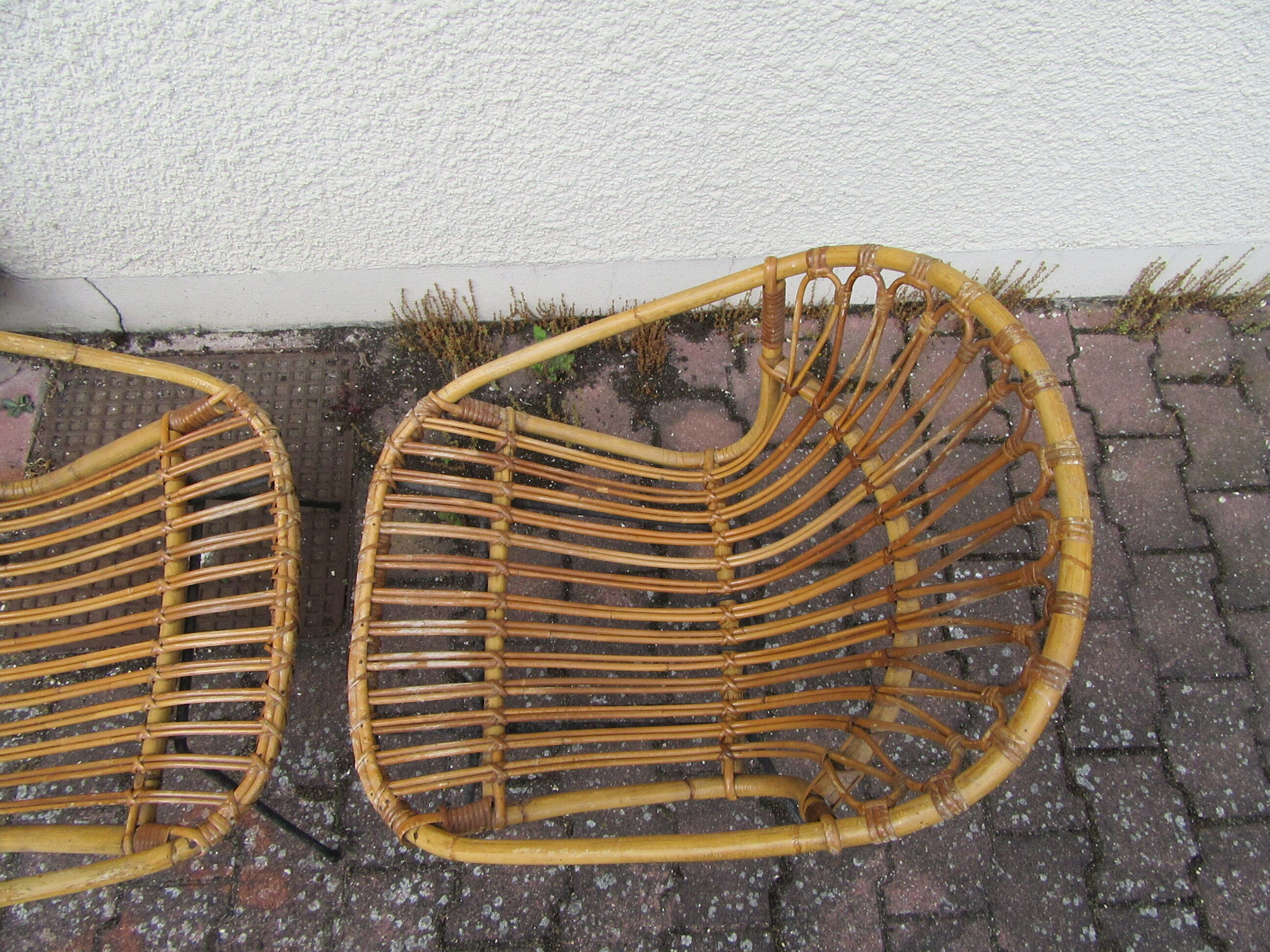 Paire de fauteuils rotin vintage