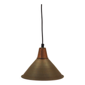Danish Brass Pendant Lamp, Industrial Cone Shade, 1960s