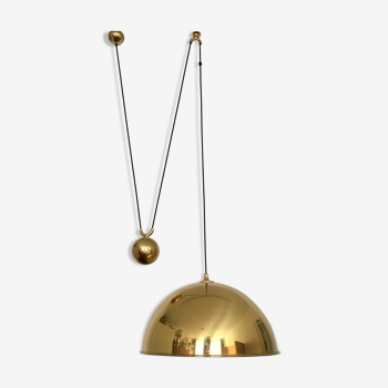 Mid Century brass pendant lamp with counterweight by Florian Schulz