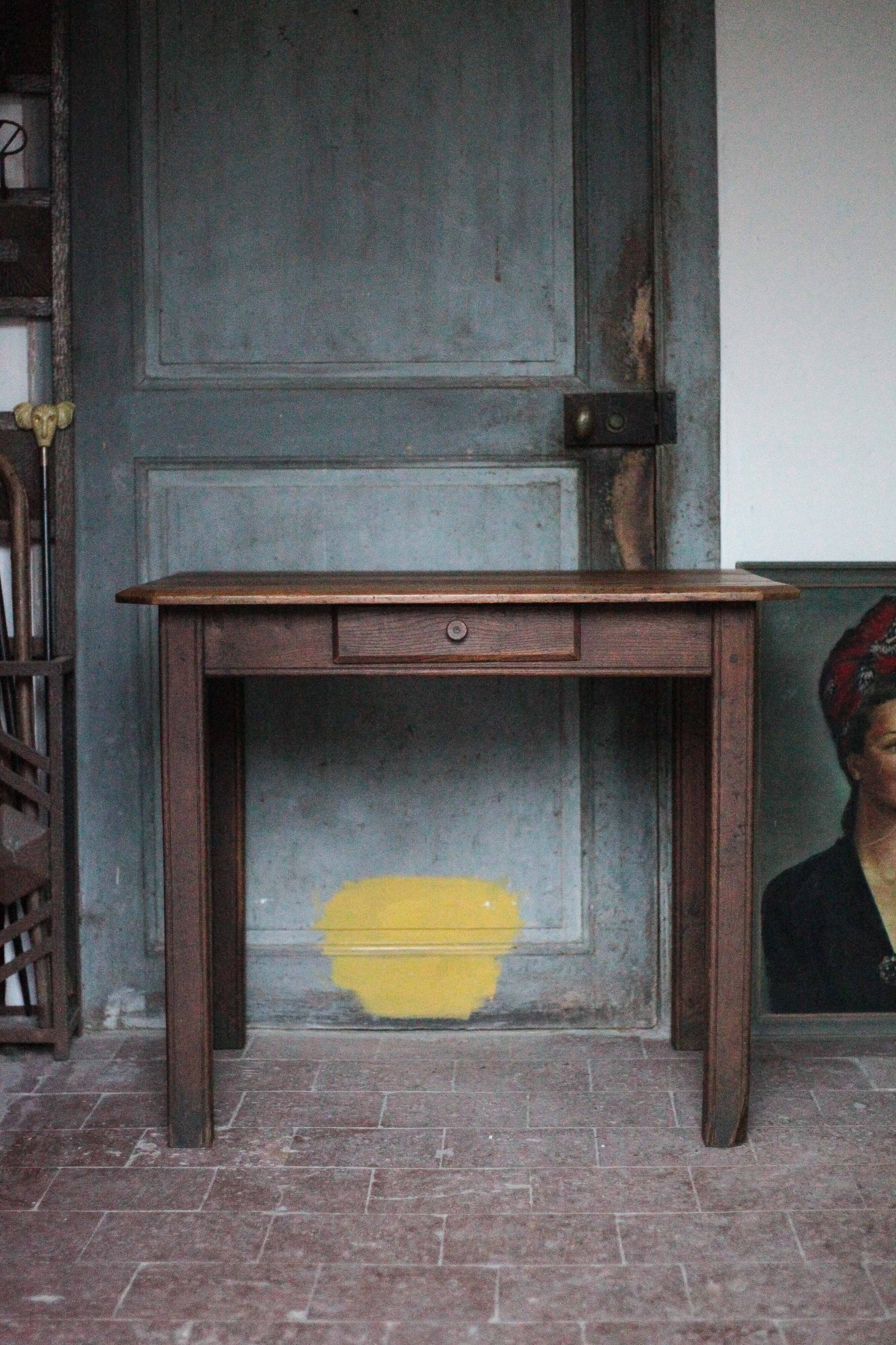 Wooden table with 1 drawer, coffee table, kitchen table, vintage wooden table.