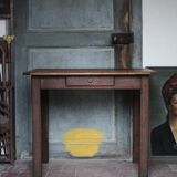Wooden table with 1 drawer, coffee table, kitchen table, vintage wooden table.