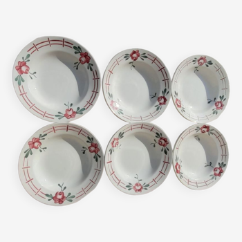 6 earthenware plates by Digoin Sarreguemines Castile model