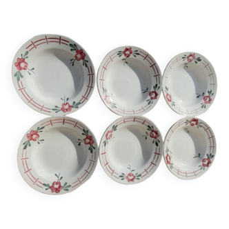 6 earthenware plates by Digoin Sarreguemines Castile model