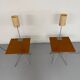 Side table / bedside table with designer lighting, Ligne Roset metal and wood