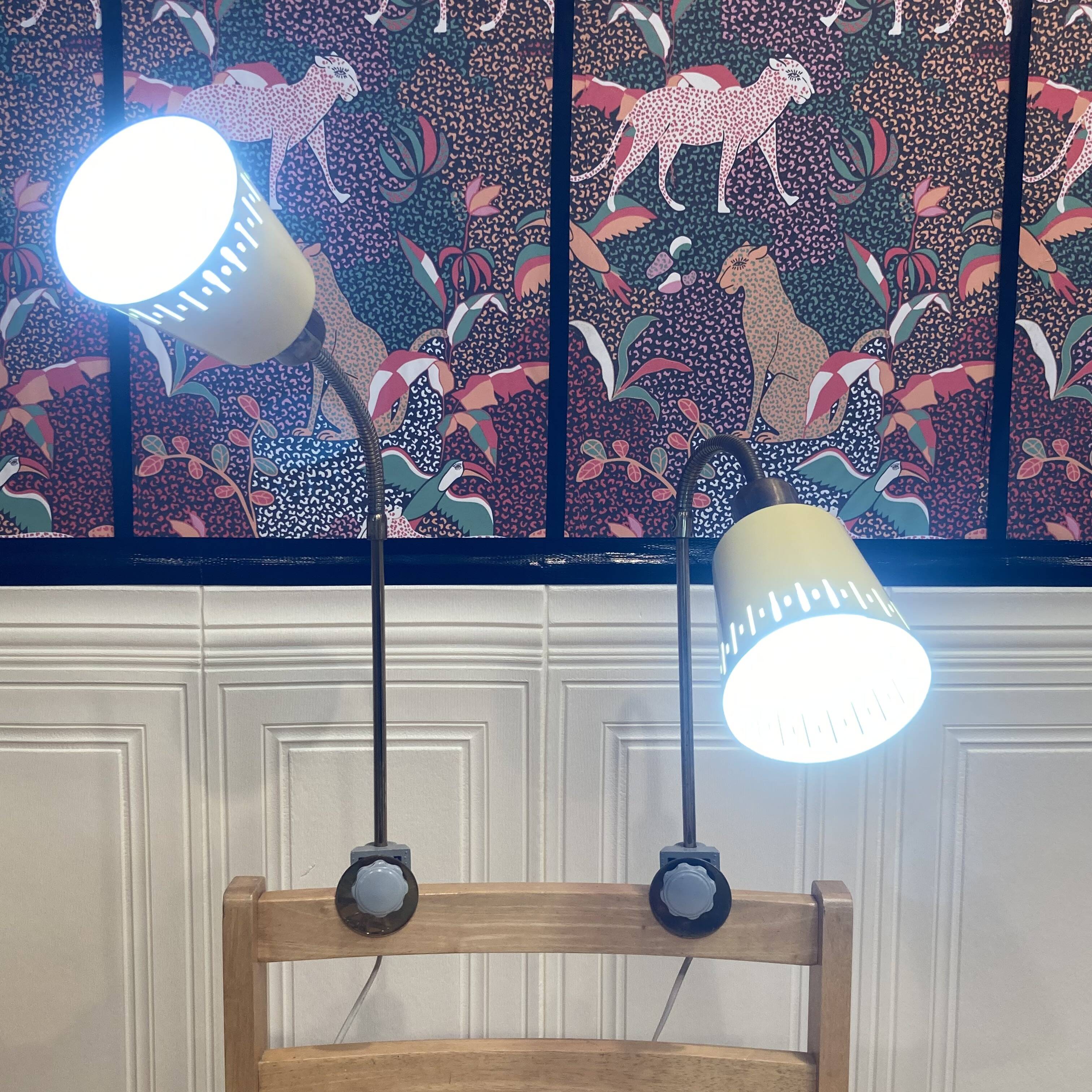 Pair of large modular scandinavian design wall lights from the 1950s.