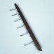 Vintage wall-mounted coat rack in solid wood - 6 hooks