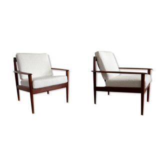 Pair of Scandinavian teak armchairs by Grete Jalk, Poul Jeppesen edition, 1960s