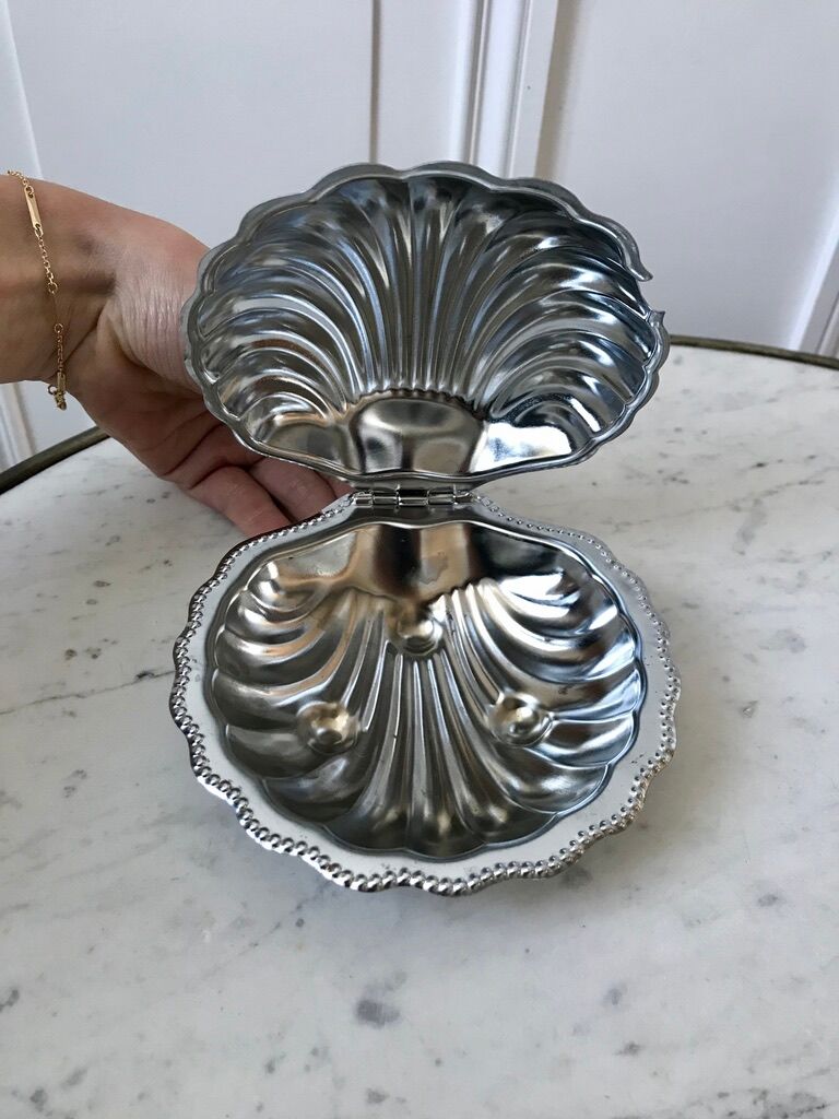 Empty butter tray pocket shell metal 60s-70s