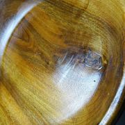 Teak or acacia wood bowl, vintage craftsmanship from the 70s-2000s