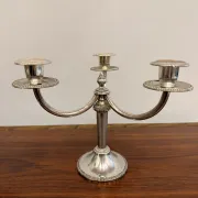 Pair of vintage three-branch silver-plated candlesticks
