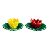 Pair of lily pad egg cups Cerenne Vallauris signed