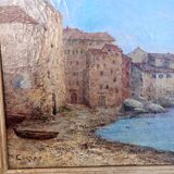 Tableau huile sur toile port du sud corras