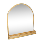 Miroir en rotin et cannage à tablette