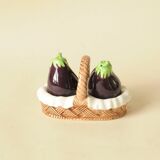 Salt and Pepper Eggplant - Salt and Pepper Shaker Barbotine - Table Decoration