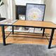 Table basse vintage années 1960 en bois, pierre de lave émaillée et fe