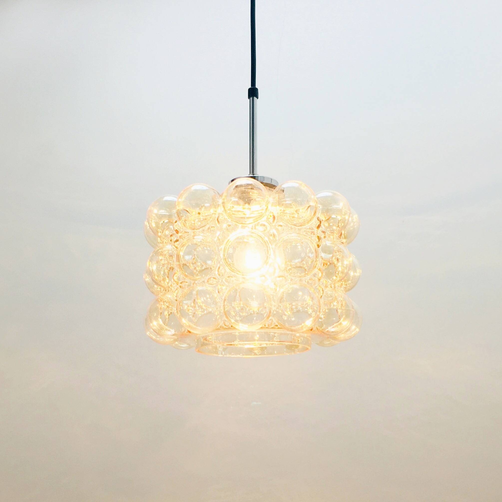 Mid-Century Amber Bubble Glass Ceiling Light/Pendant by Helena Tynell for Limburg, Germany, 1960s