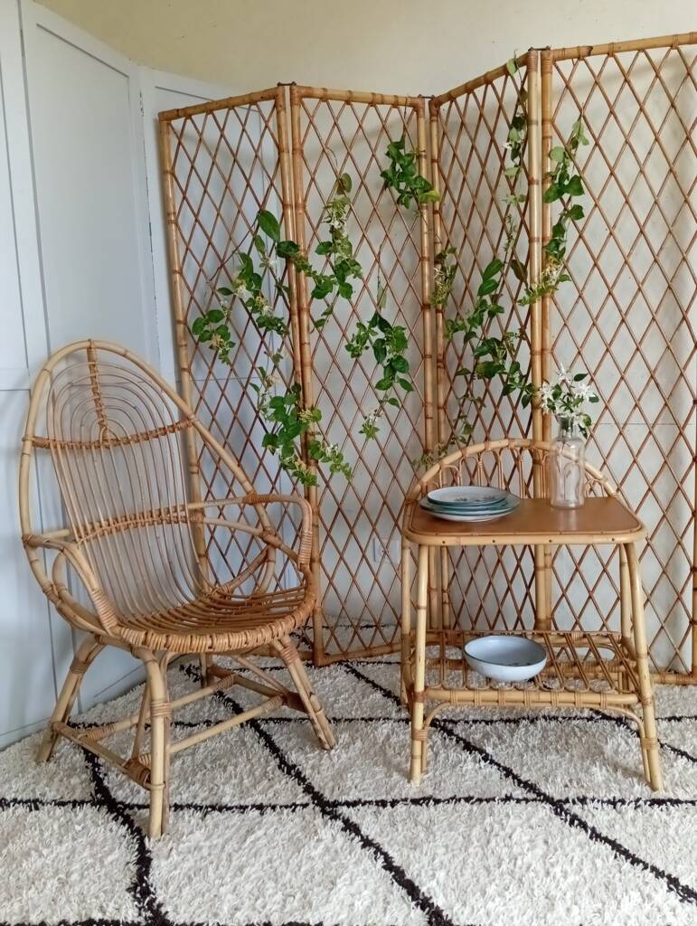 1960s lattice rattan screen
