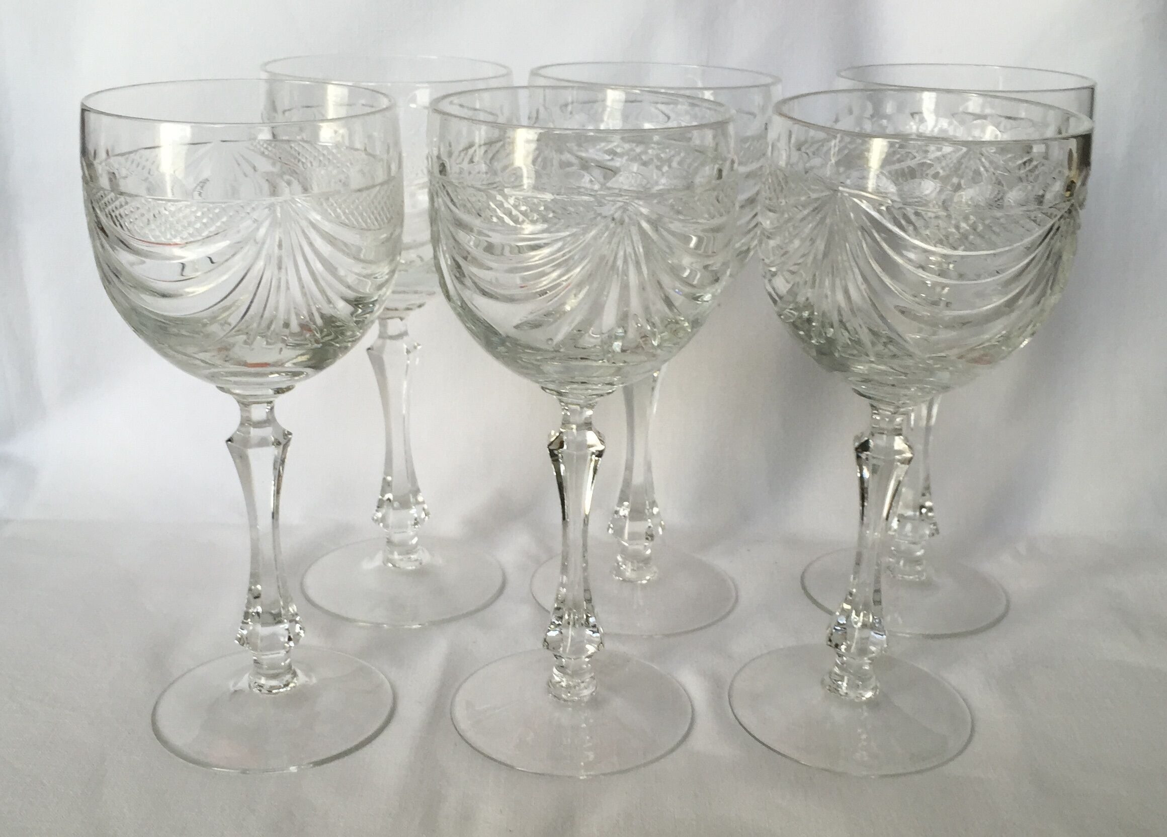 Set of 6 crystal wine glasses