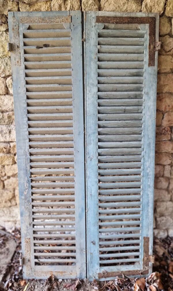 Paire de volets anciens persiennes bois