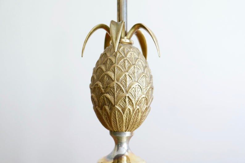 Golden and silver pineapple foot lamp, 70s