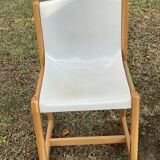 Chaise Gautier en plastique thermomoulé blanche et bois