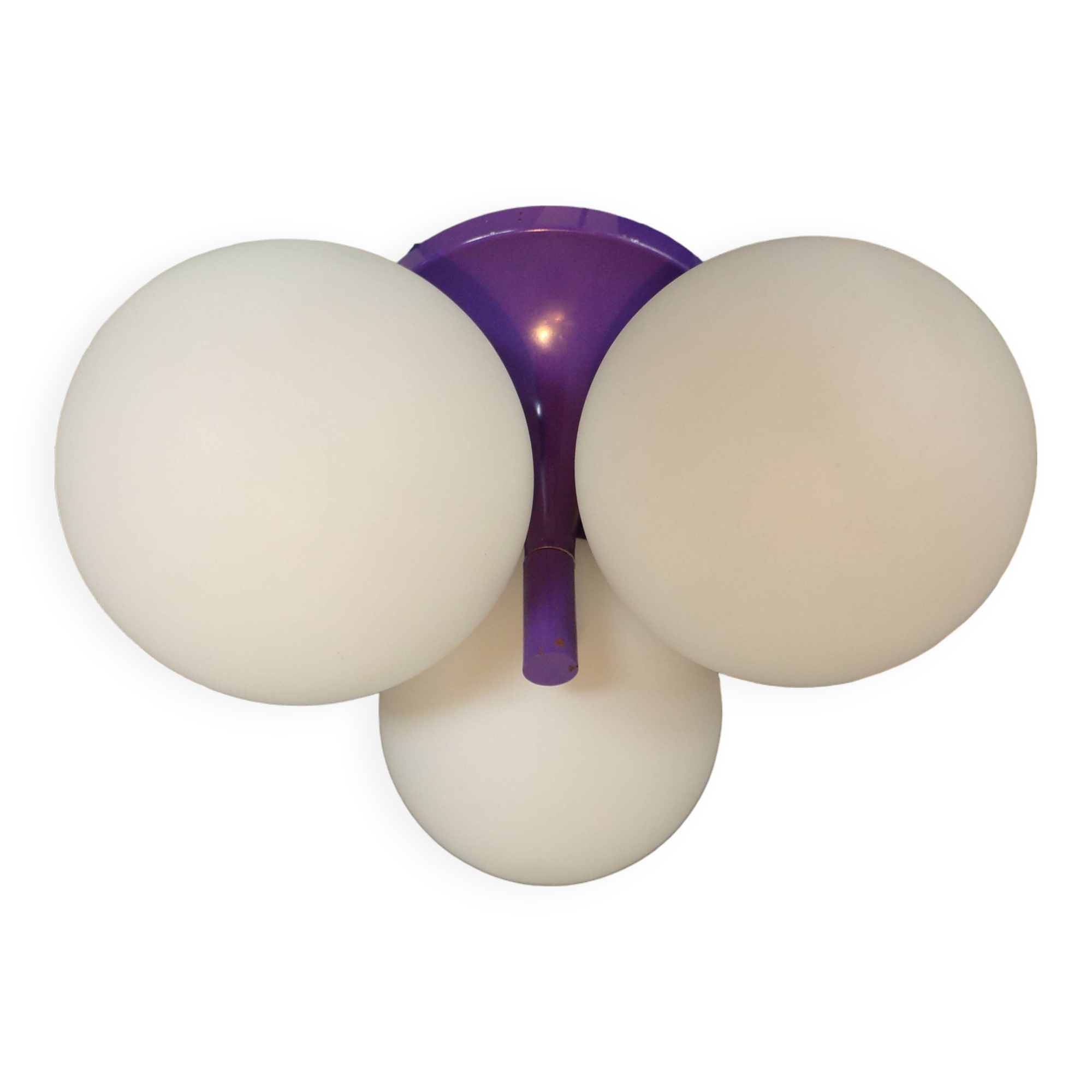 Italian ceiling light 3 lights 1970 purple