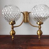 Set of 4 vintage glass globe wall lights