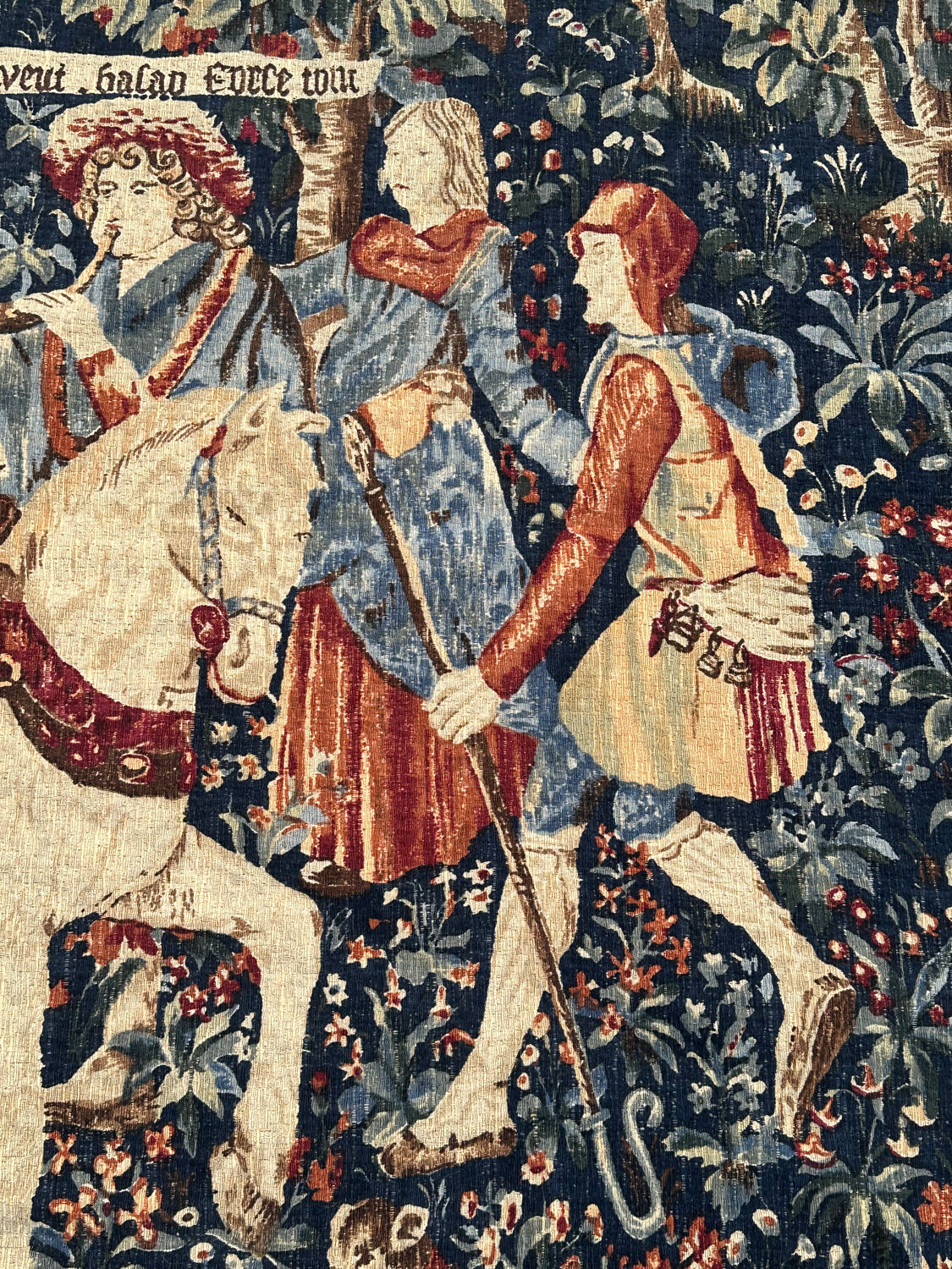 Vintage tapestry hand-screen printed in France