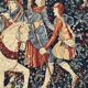 Vintage tapestry hand-screen printed in France