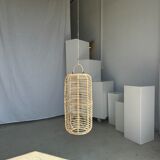 Large lantern-shaped rattan pendant lamp H50 D24