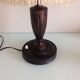 Lampe en bois tourné et abat en tissu beige style art déco / années 40-50