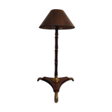 Lampe tripode art déco en bois et laiton signé France Paris