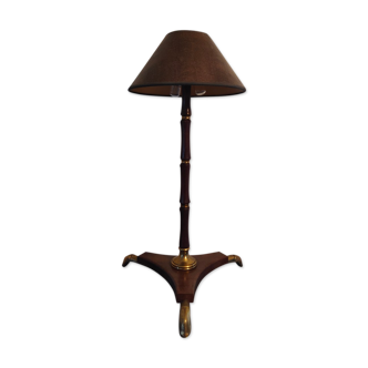 Lampe tripode art déco en bois et laiton signé France Paris