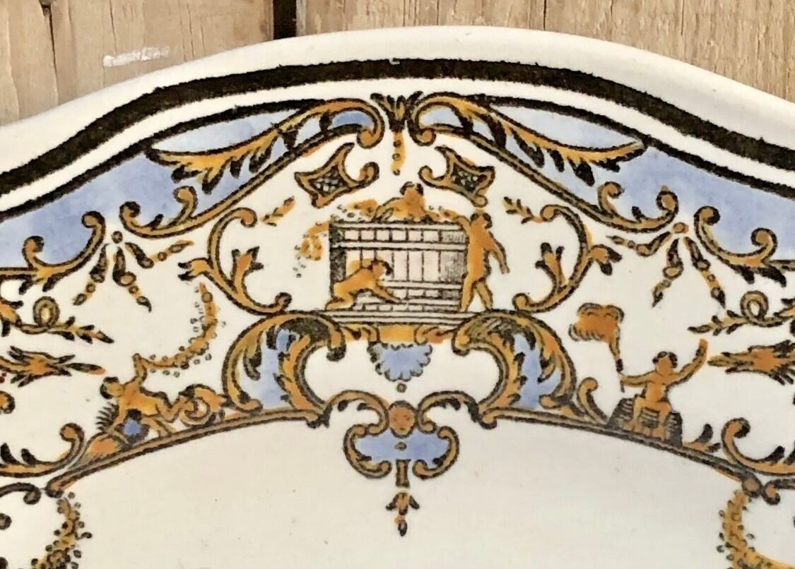 6 dessert plates dessert Gien the children at the press Dionysos 1938/1960