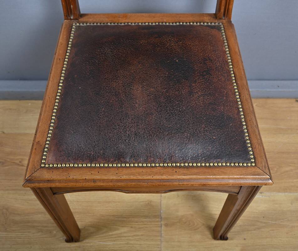 Set of 6 walnut chairs, Art Nouveau – Early 20th century