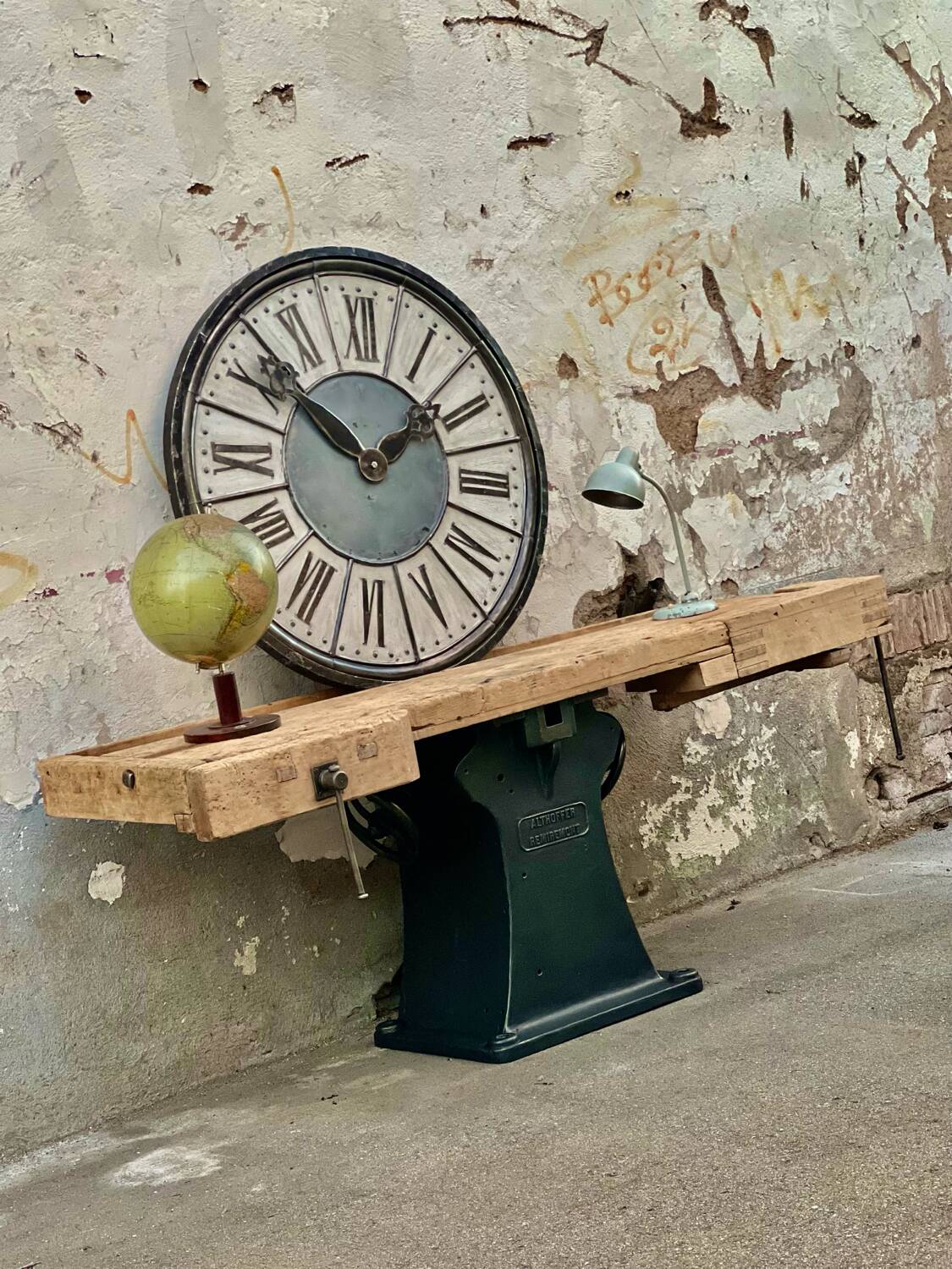 Industrial workbench with cast iron base