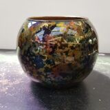 Ancien Vase Boule Verre Multicouche Multicolore Vintage