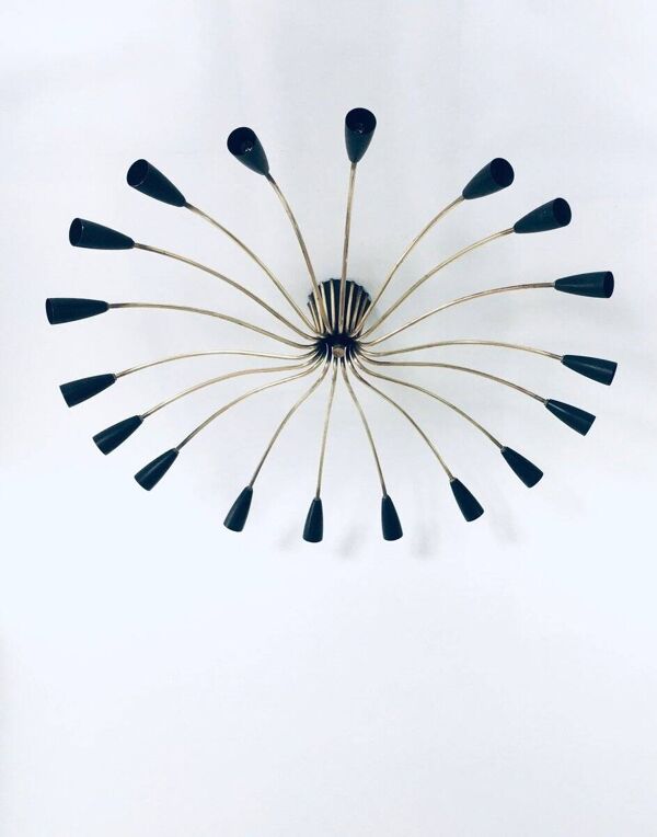 Sputnik 18-Arm Ceiling Lamp from Kaiser Leuchten, Germany, 1950s