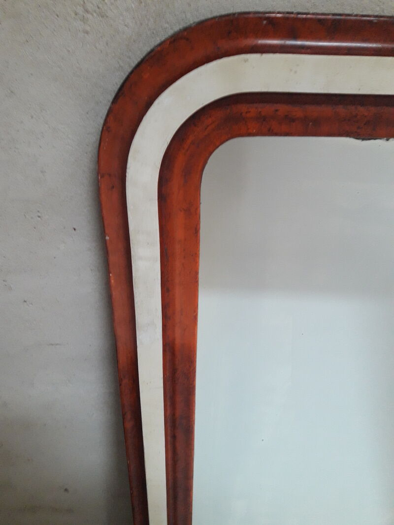 Miroir Louis Philippe H112xL76 laque bordeaux blanc crème